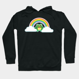 fabulous pride frog smiling under rainbow clouds Hoodie